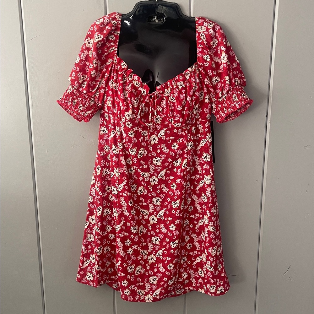 NWT TRIXXI Dress Red Floral Peasant Romantic Boho Festival Fairy Cottage Medium